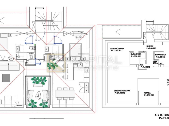 Rijeka, širi centar, 100 m2, penthouse