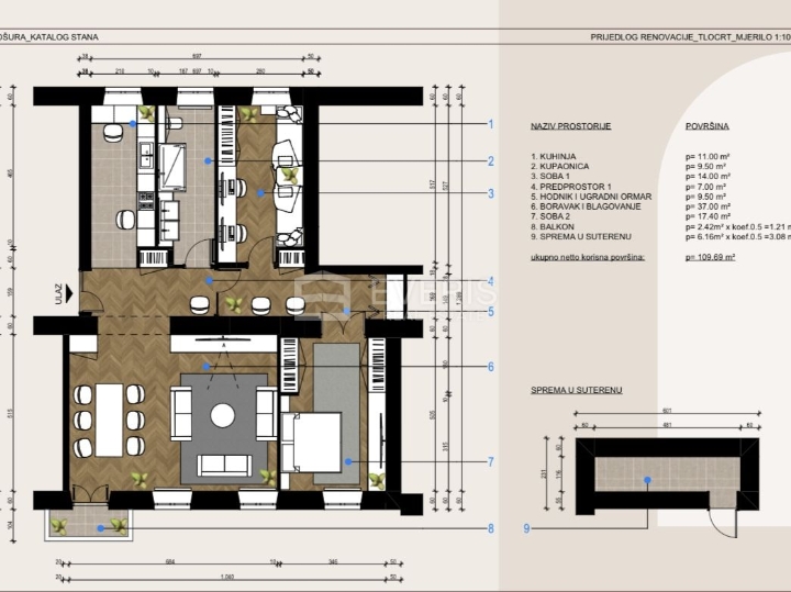 Rijeka, stan u centru grada, 110 m2