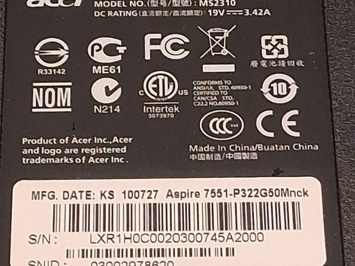 Acer Aspire 7551 M52310 17"