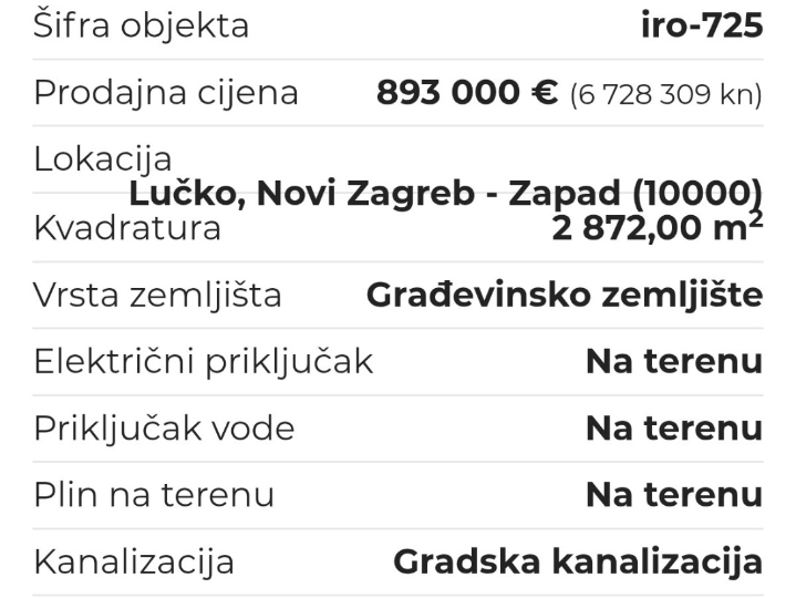 Građevinsko zemljište centar Lučko