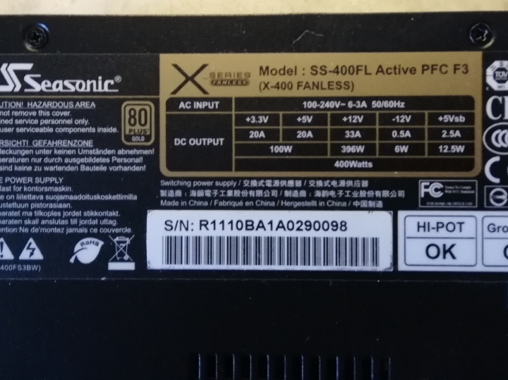 ATX 400W Seasonic Platinum modular
