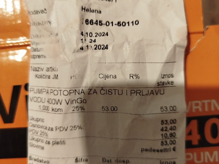 Potopna pumpa za vodu