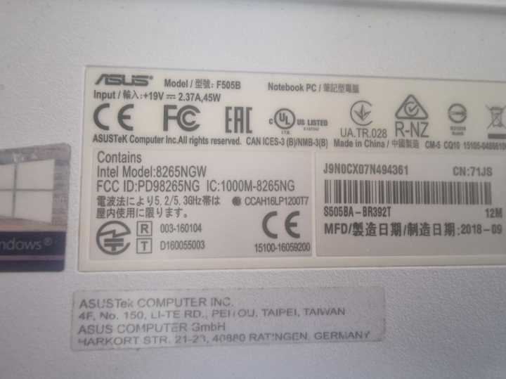 Asus F505B, za dijelove