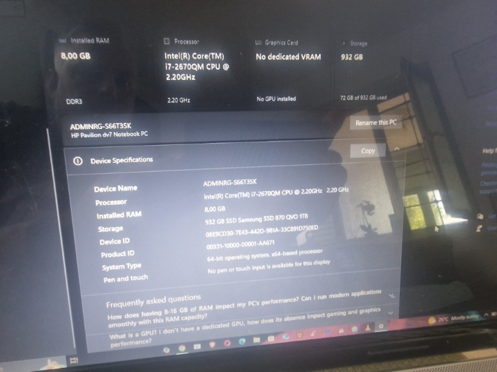HP Pavilion DV7,i7