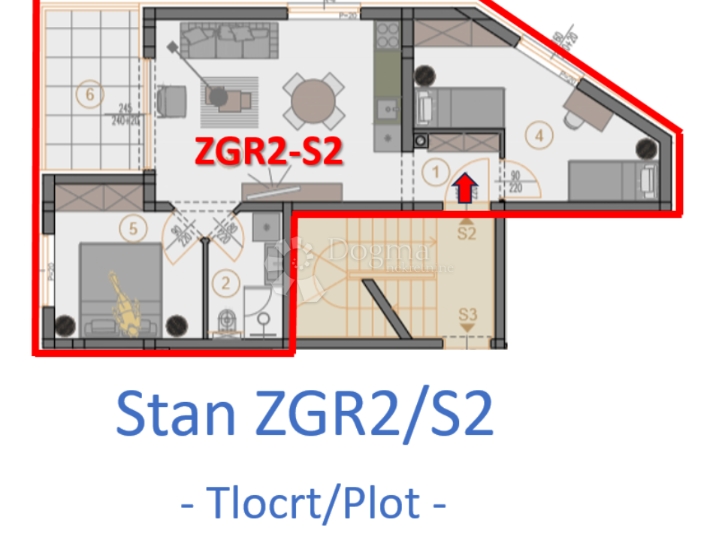 Najbolja dostupna lokacija! ZGR2/S2, 1. kat, dvije spavaće sobe