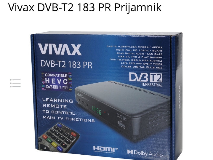 Vivax DVB-T2 183 PR Prijamnik