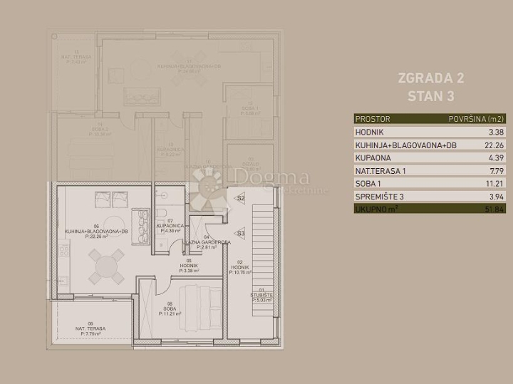 Atraktivan 1S stan s prekrasnim pogledom na more