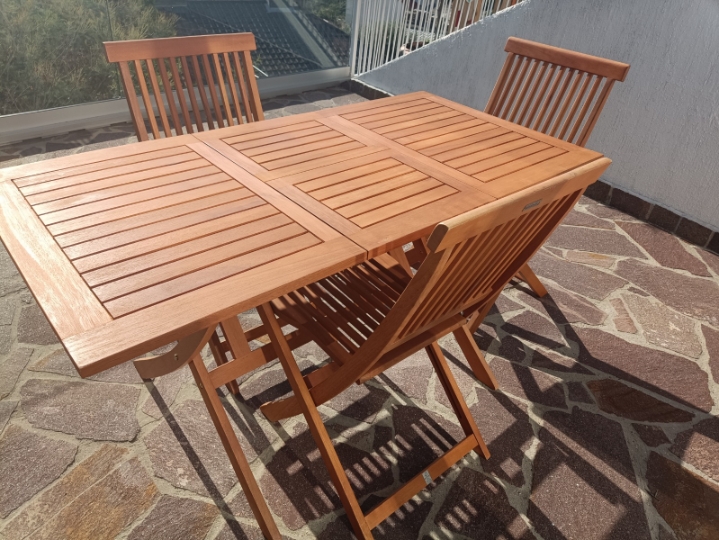 Vrtni set, drvo stol+4 stolice