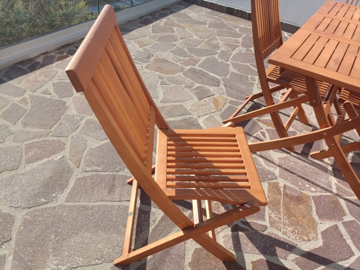 Vrtni set, drvo stol+4 stolice