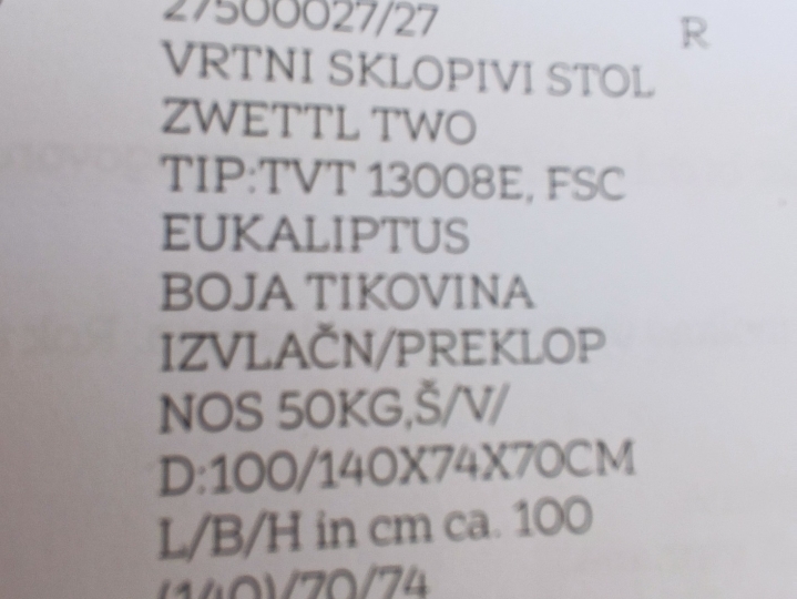 Vrtni set, drvo stol+4 stolice