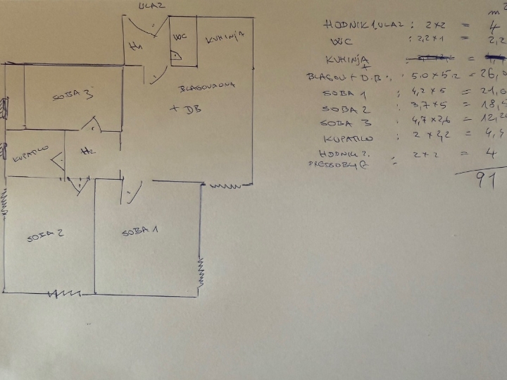 Vežica-stan 91 m2, 2. kat prodajem