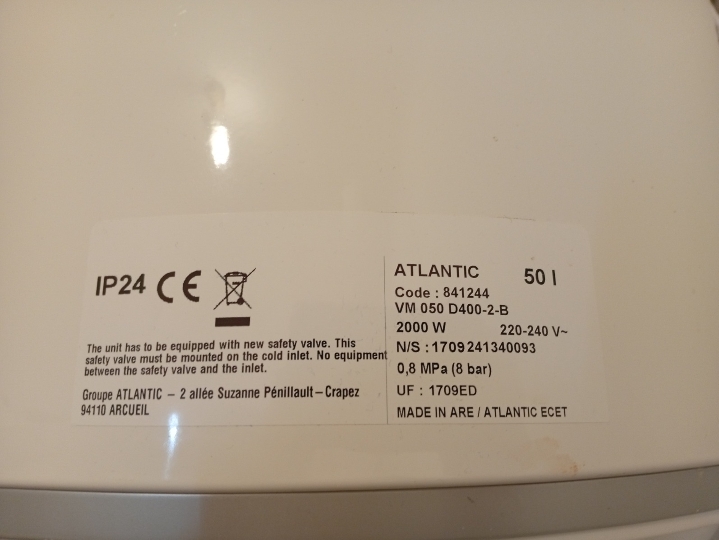 Bojler Atlantic 50 l sa ugradnjom