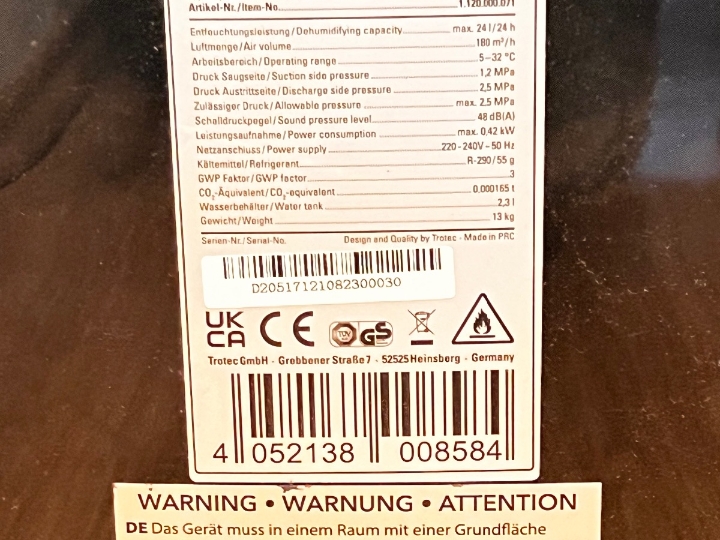 Odvlaživač zraka TTK 71E