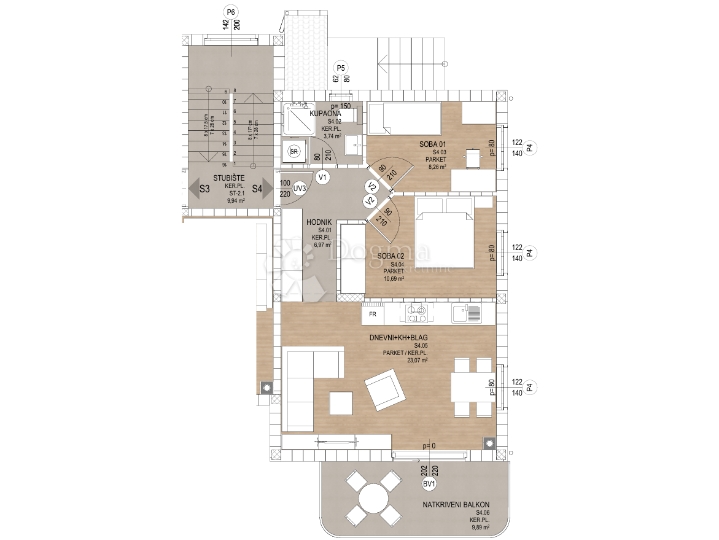 Zgrada B stan S4 u novogradnji Kosi