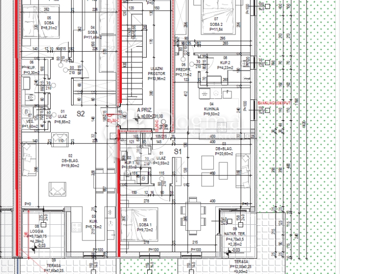 Novogradnja, prizemlje s loggiom 2S+DB (B2)