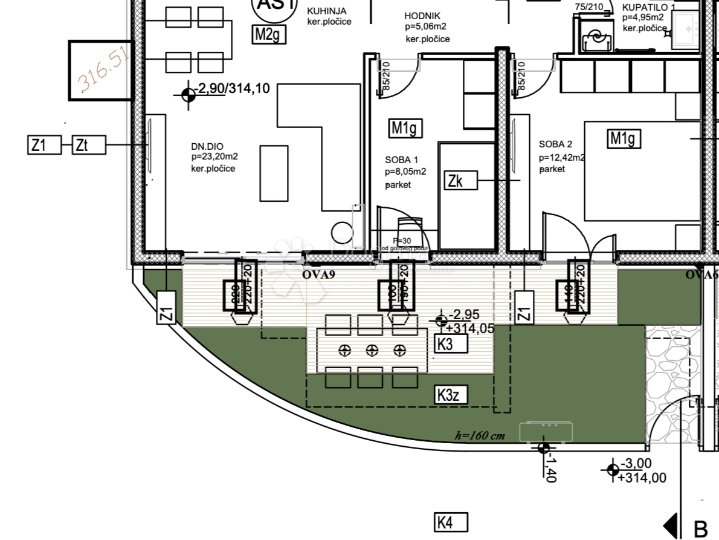 Dvosoban stan s vrtom, moguć kredit! (A-S1)
