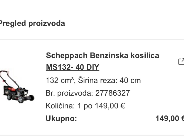 Nova benzinska kosilica Scheppach