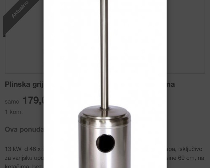 Plinska grijalica na otvorenom