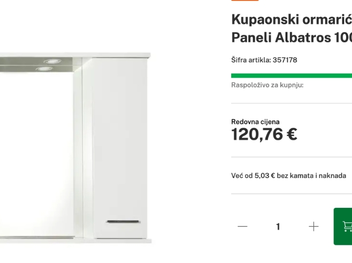 Bijeli ormarić za kupaonicu