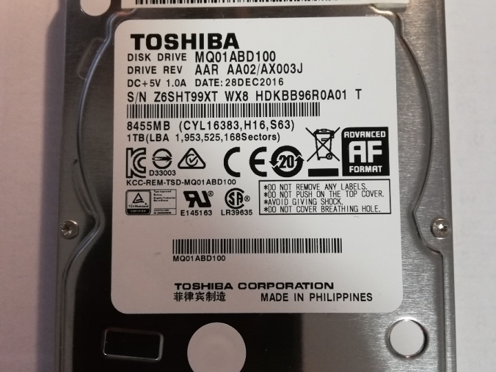 Hdd 2,5"  Toshiba 1Tb