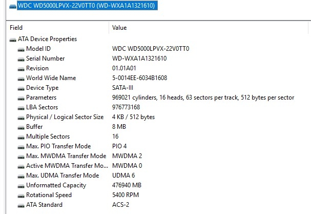 HDD za laptop WD blue 500Gb