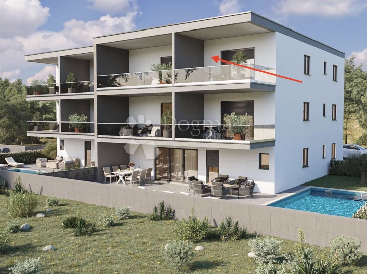 Novigrad, moderni stan 78 m², 2S, terasa, parking, blizina plaže