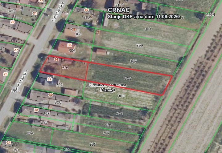 Građevinsko imanje 1.958 m² uz glavnu cestu – Općina Crnac