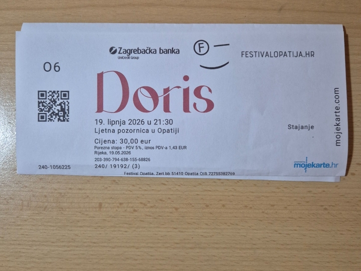 Ulaznica za koncert Doris Dragović