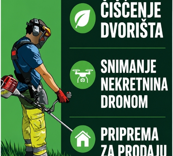 Košnja parcela, trimanje, čišćenje dvorišta i snimanje dronom - Istra
