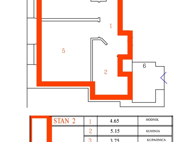 Rijeka – Centar/Sušak · 36,8 m² - 2S stan - visoko prizemlje