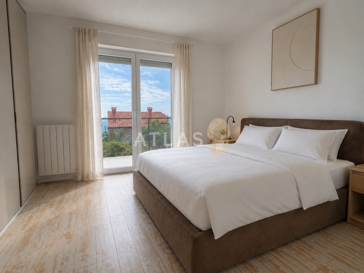 Kastav – dva stana 135 m², pogled na more, vrt i 2 parkinga