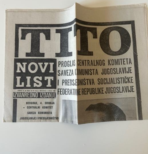 Tito – proglas o smrti, Novi list (izvanredno izdanje, 1980.)