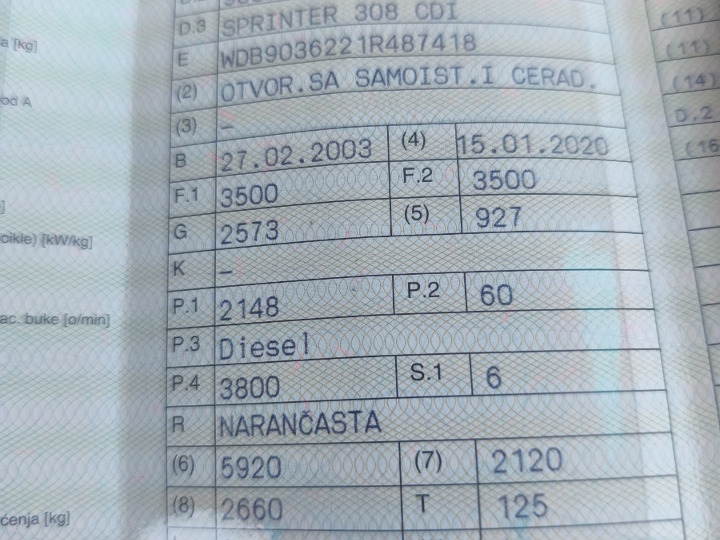 Mercedes Sprinter CDI kiper, reg. god. dana, samo 155.000 km