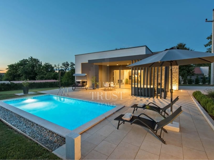 Istra - moderna prizemna kuća s bazenom i jacuzzijem u mirnom kutku Svetog Petra u Šumi