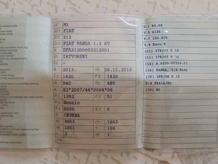 Fiat Panda 1.2, 2013. godište (zadnja linija)