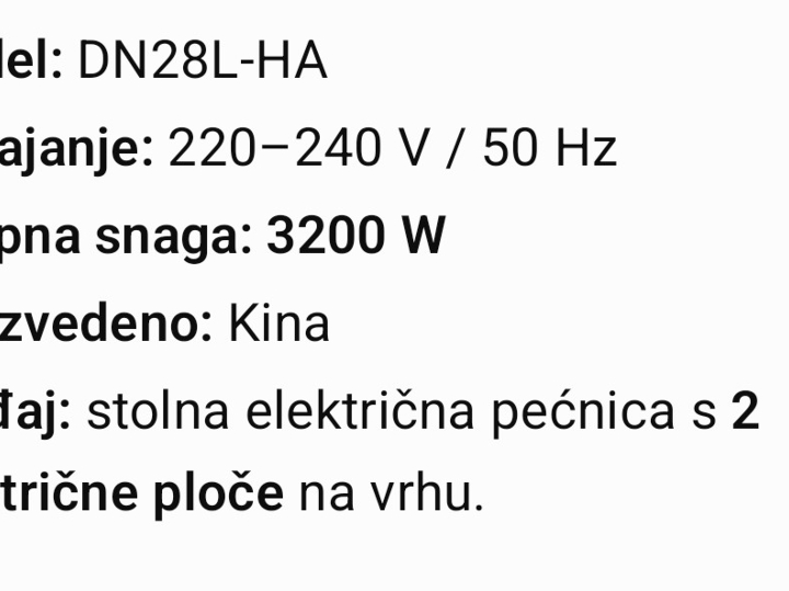 Mini pećnica s dvije grijače ploče