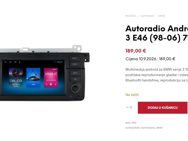 BMW E46 Android auto radio navigacija