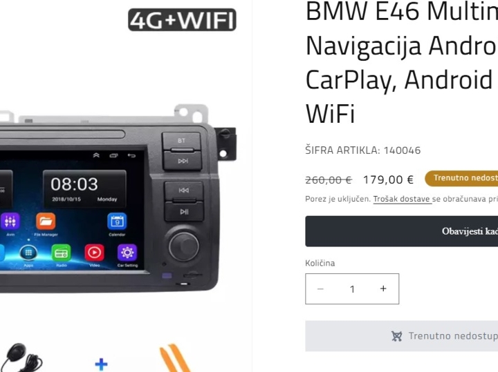 BMW E46 Android auto radio navigacija