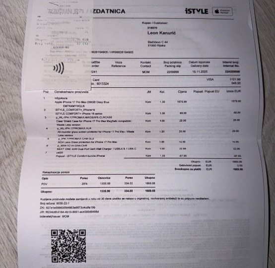 IPhone 17 Pro Max 256 GB – Deep Blue + dodatna oprema