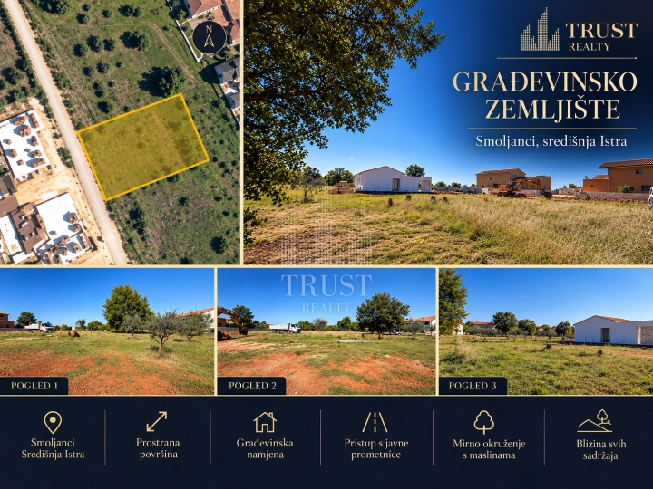 Istra, Raponji – građevinsko zemljište 845 m² za vilu