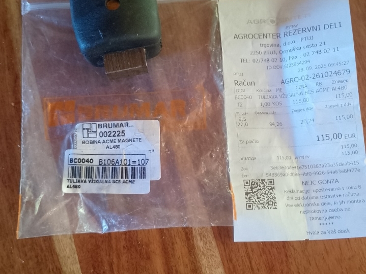 Bobina za kosilicu BCS 622, nova