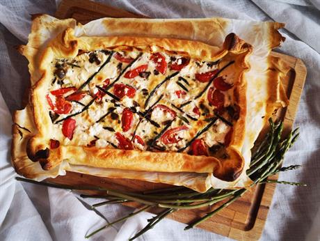 Quiche od šparoga, smeđih šampinjona i kozjeg sira
